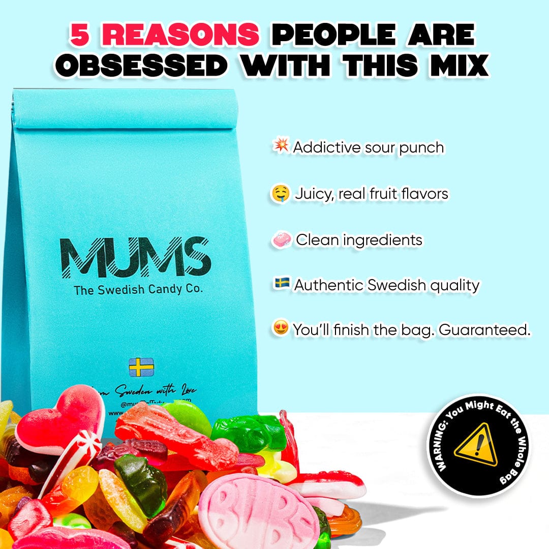 Sweet and Sour Swedish Mix With BUBS - Mums - The Swedish Candy Co.